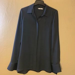 Vince 100% silk grey button down top